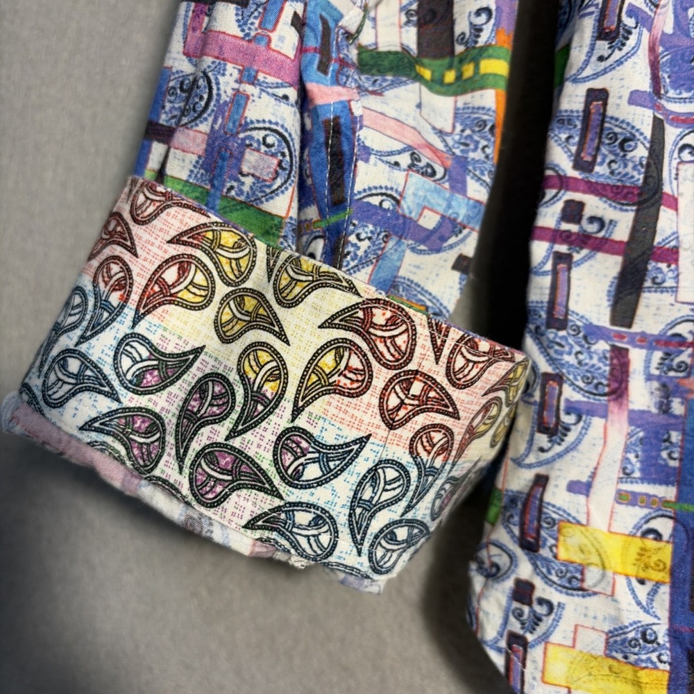 Robert Graham Shirt Mens L Paisley Print Long Sleeve Button Down Bright Colors - Picture 7 of 14